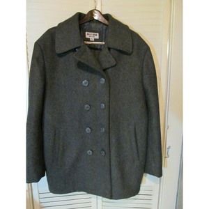 Thick Peacoat Double Breasted Gray Wool Overcoat